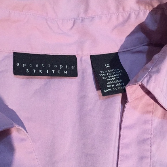 APOSTROPHE shirt pink shirt sz 10 button down - Picture 2 of 8